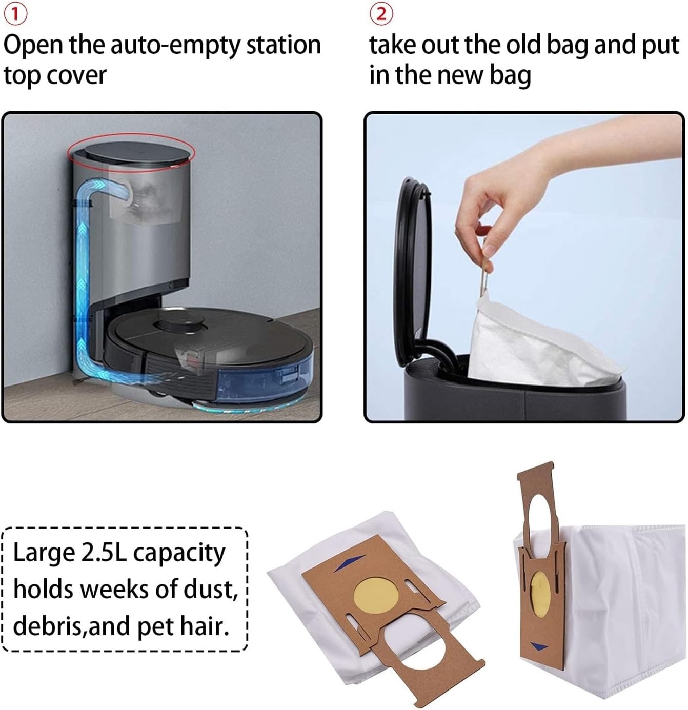 Dust Bag, Garbage Bag，Compatible for DEEBOT T9 T9 AIVI OZMO T8 AIVI T8 Max T8 Series N8 Pro Plus N8 Pro Replacement Parts for Robot Vacuum Cleaner(12pcs)