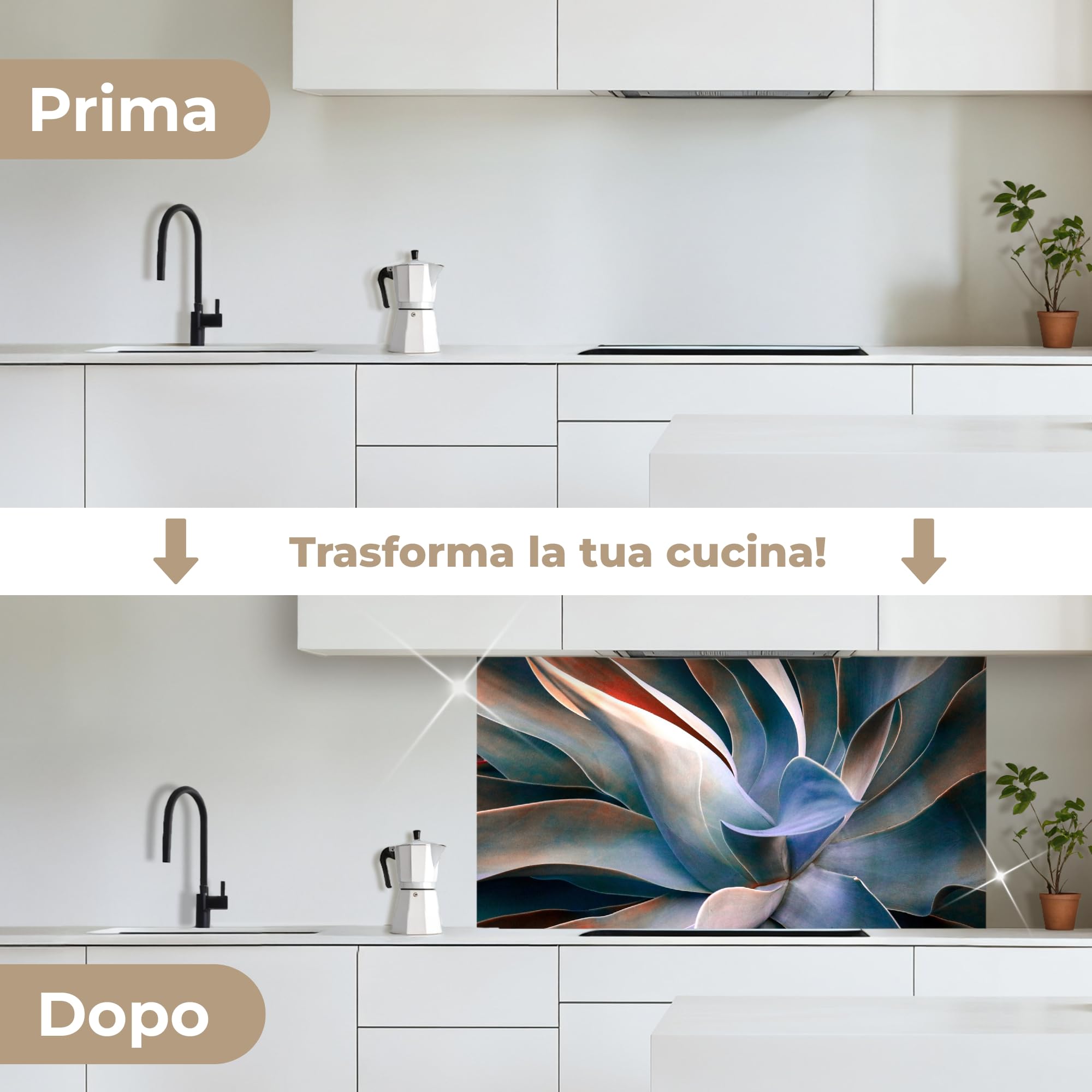 KitchenYeah© Paraschizzi Cucina Adesivo 80x150 cm Pannello Parete per Paraspruzzi Adesivi Muro Foglie - Natura Morta - Blu