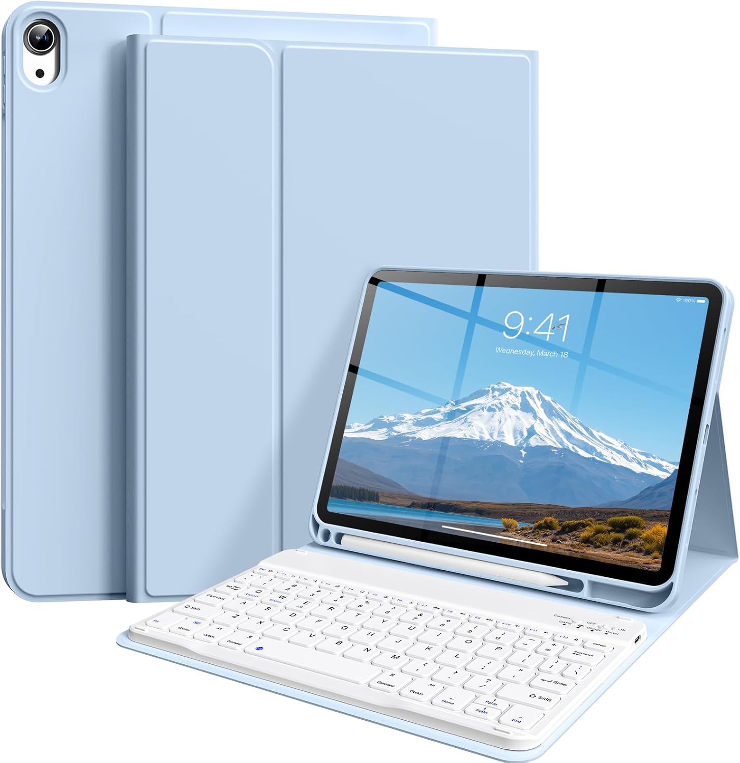 Keyboard Case for iPad (A16) 11th Gen 11 Inch 2025, iPad 10th Generation 10.9 inch 2022 with Pencil Holder, Wireless Keyboard and Slim Lightweight Soft Cover Auto Wake/Sleep, Blue
