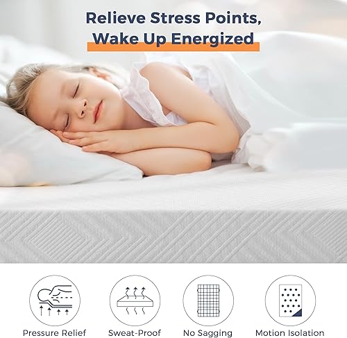 Miniatura 5 de IULULU Colchón individual de 6 pulgadas, colchón de espuma viscoelástica de gel en una caja, colchones sin fibra de vidrio con espuma de firmeza