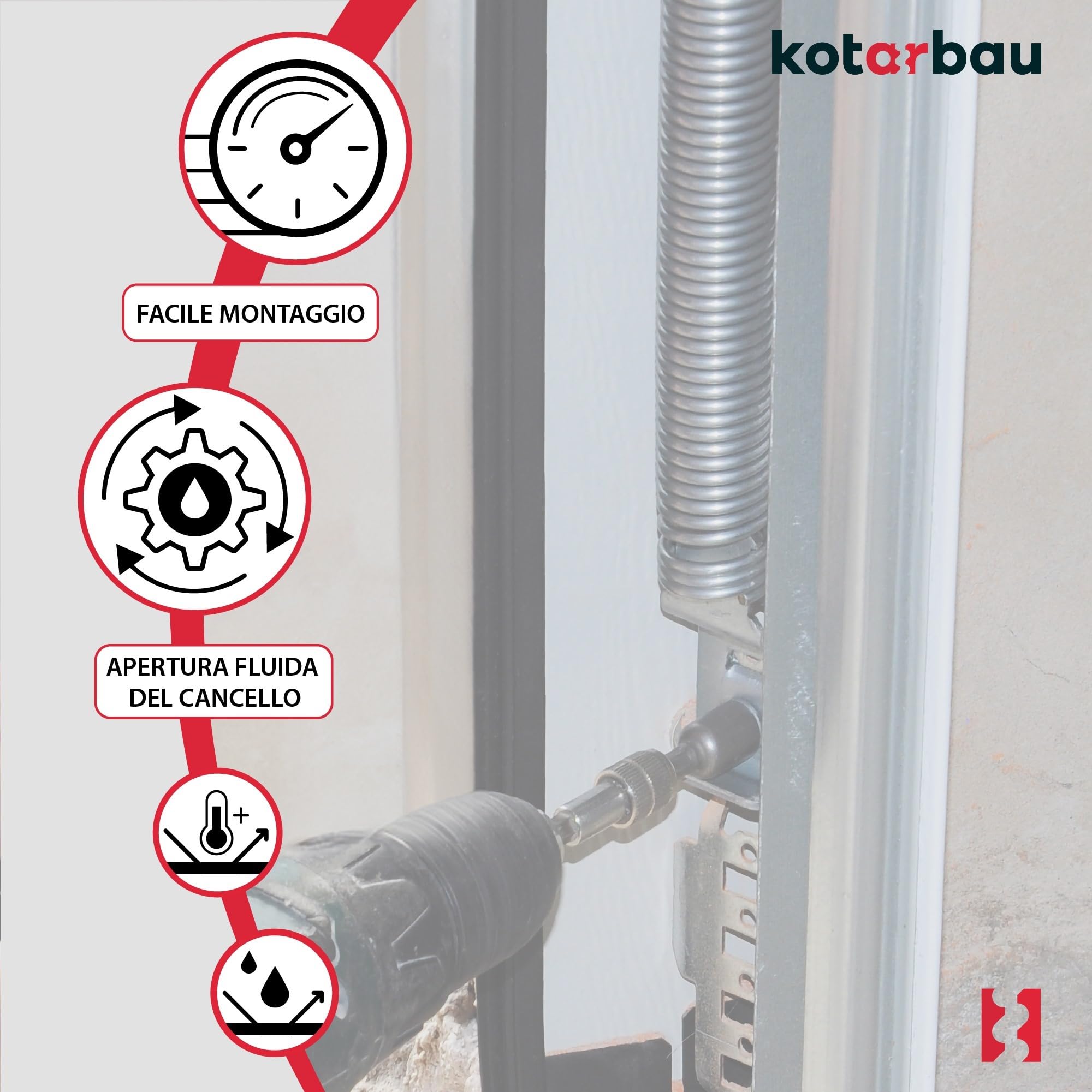 KOTARBAU® Porta del garage a molla, filo di torsione, molla, porta del garage, argento, 570 mm, Set da 2 pezzi