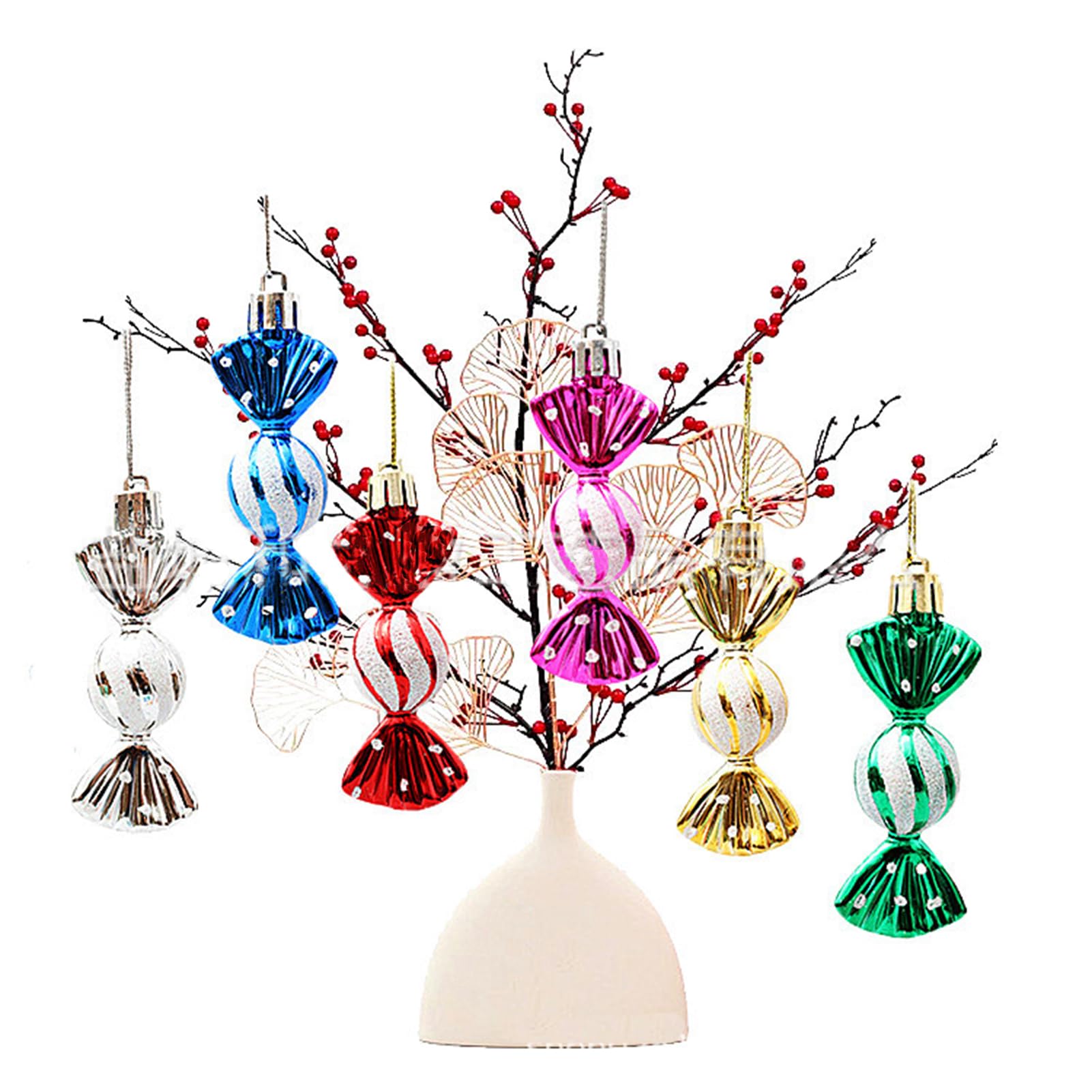 HERZWILD Herzwild 12 x Christmas Tree Decorations Candy Pendants Christmas Decoration Pendant Candy Ornaments (Colour-B) - Image 4