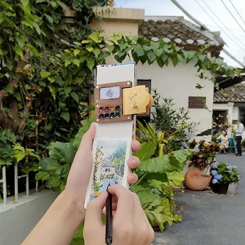 Miniatura 6 de Pequeña paleta de acuarela portátil de madera con tapa, mini paleta de acuarela, paleta de acuarela vacía para acuarela, gouache, pintura acrílica,