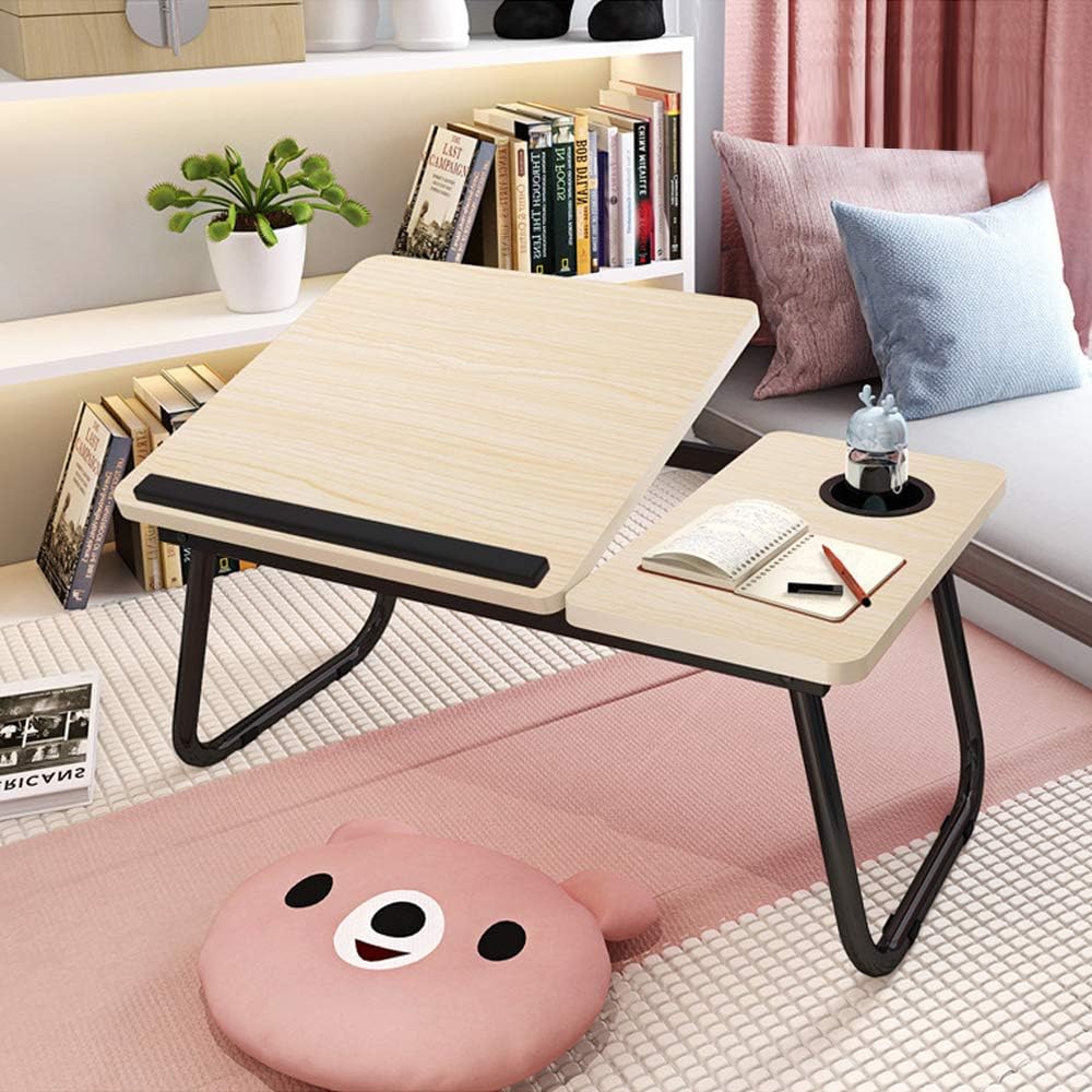 Frее Shірріng Ovеr $50 Laptop Desk for Bed,Asltoy Laptop Bed Tray Table,Foldable Lap Desk Stand Notebook Desk Adjustable Laptop Table for Bed Portable Notebook Bed Tray Lap Tablet with Cup Holder (Beige)