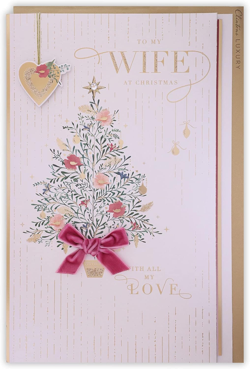 Clintons: Decorative Tree, Wife Christmas Card, Xmas Card for Wife Multi-Colour, 200 x 301, 1169469
