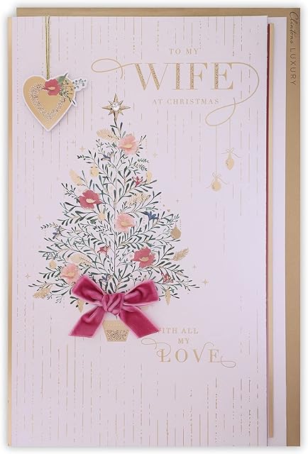 Clintons: Decorative Tree, Wife Christmas Card, Xmas Card for Wife, Multi-Colour, 200 x 301, 1169469
