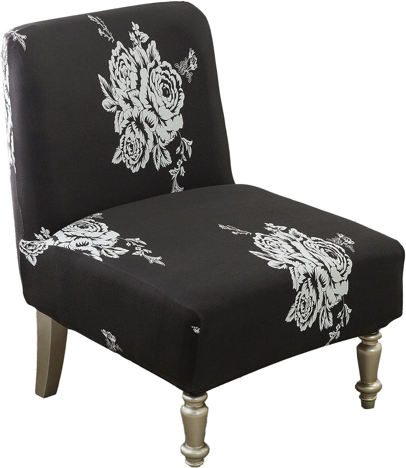 HACLEN Printing Armless Accent Chair Cover, Stretch Spandex Armless Chair Slipcover Washable Slipper Chair Protector Non Slip for Living Room (2,2 pcs)