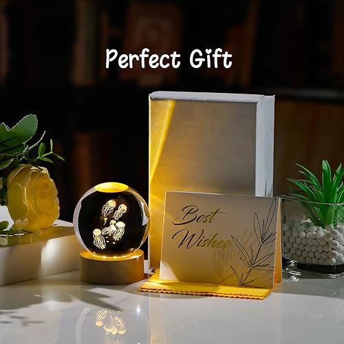 Miniatura 6 de Bola de cristal de medusa 3D de 2.36 pulgadas, regalos para mujeres, novia, bola decorativa de cristal K9, figura grabada de medusa, pisapapeles con
