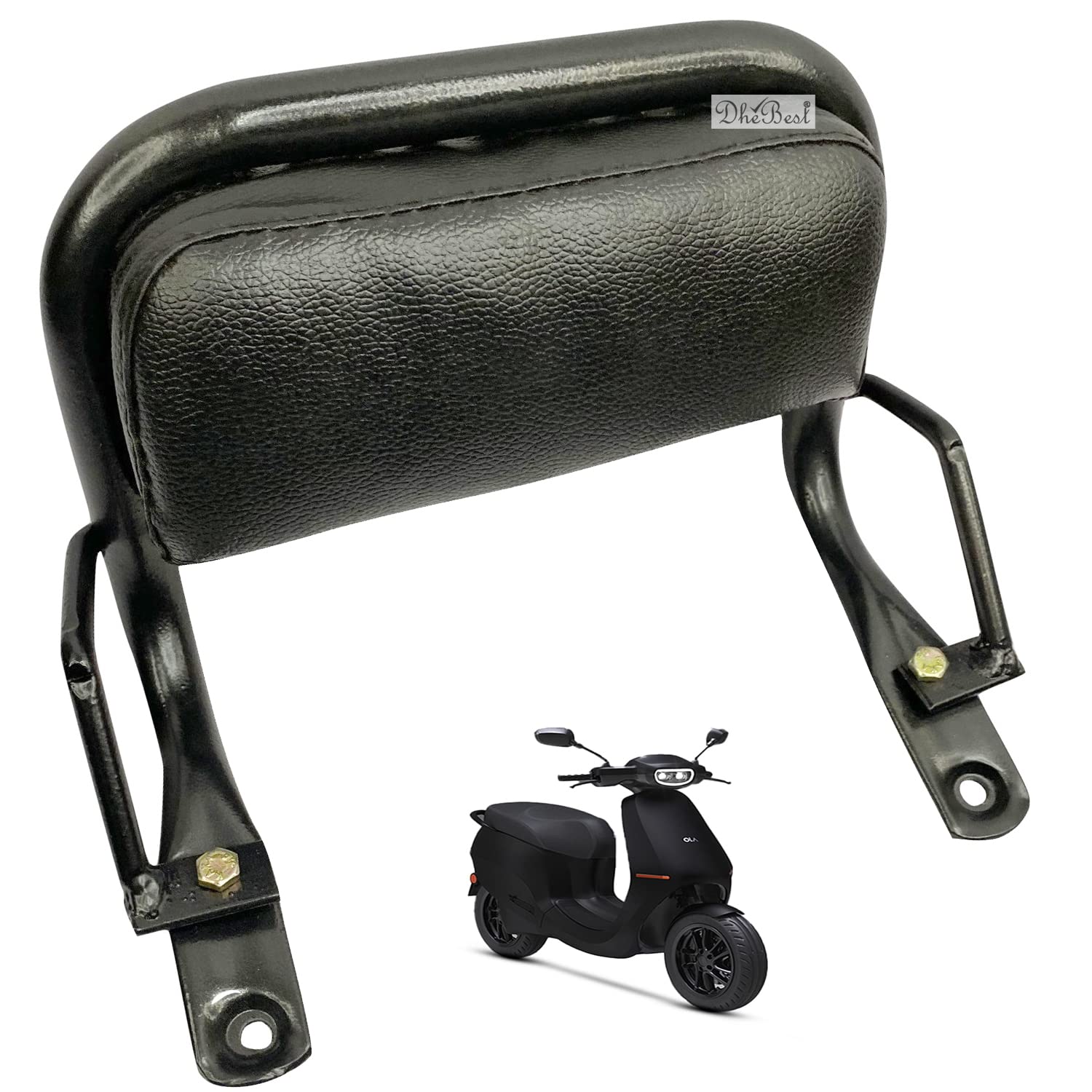 Dhe Best Scooty Style Back Rest Black Cushion Support Pillion Backrest Black Mild Steel Electric Scooter Cushion Backrest Compatible with Ola S1-image-4