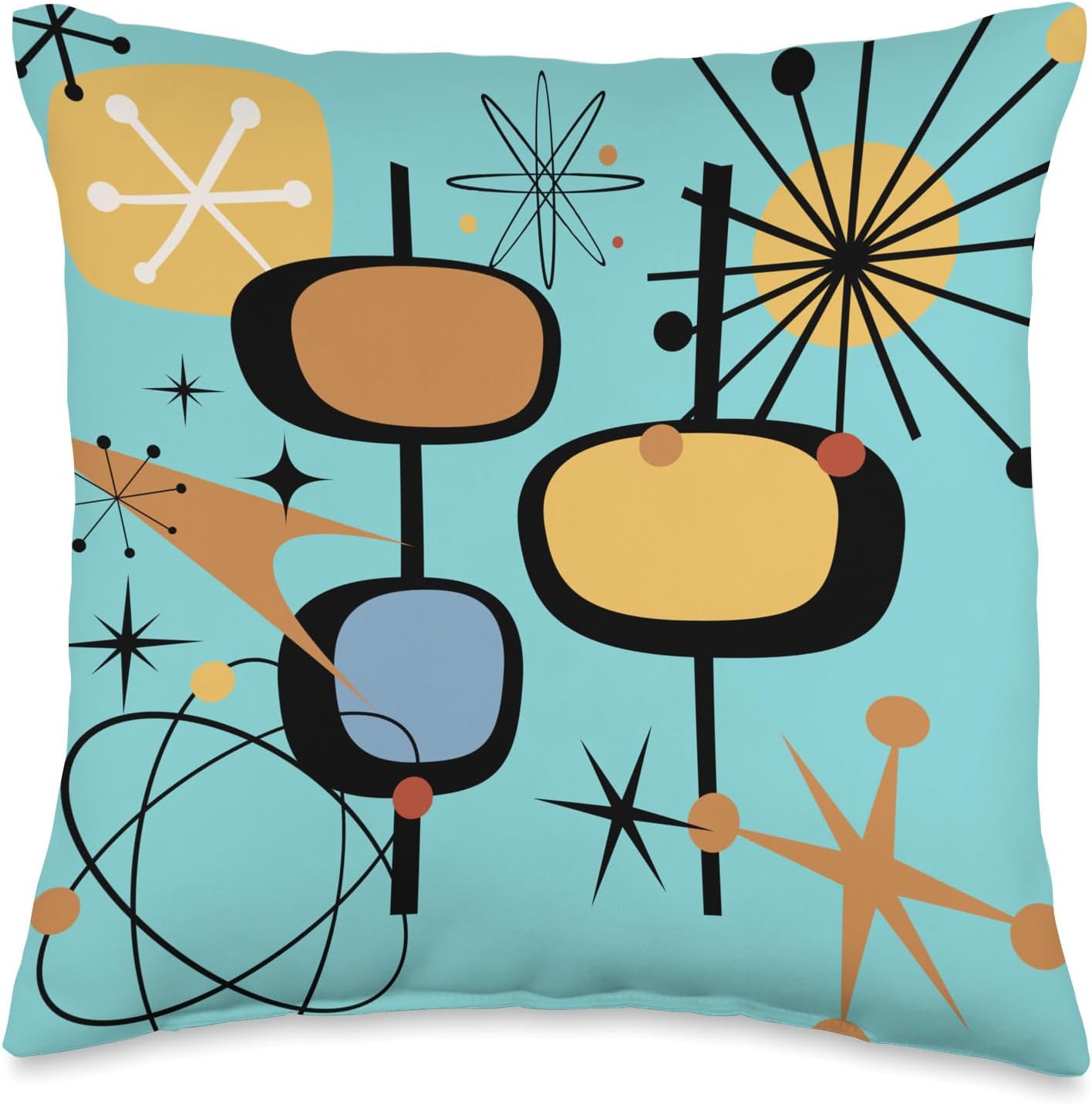 Retro Mid Century Modern MCM Vibe Aesthetic Futuristic Art Throw Pillow