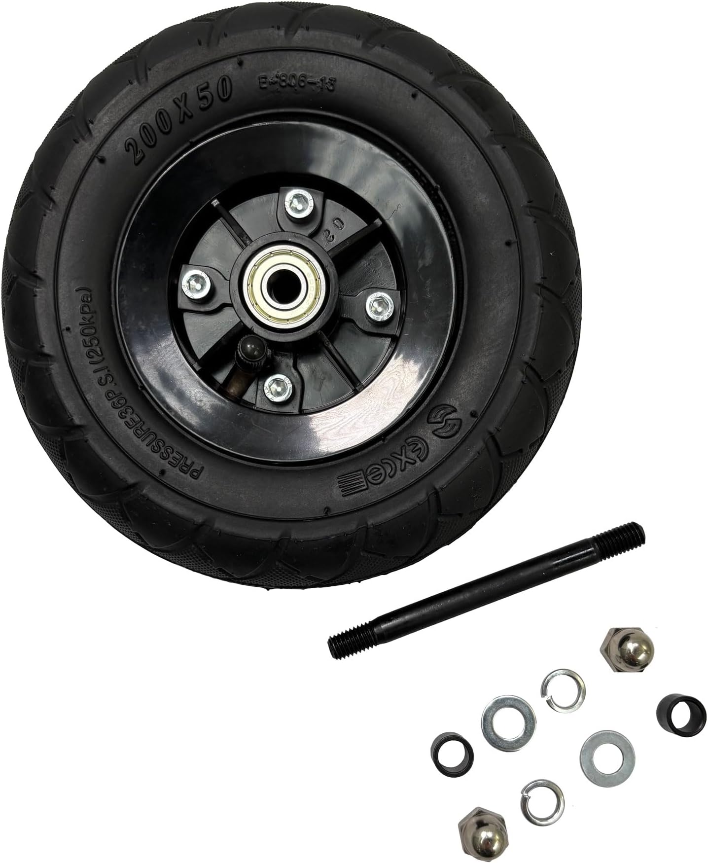 AlveyTech Front Wheel Assembly for the Razor E100, E100 Glow, E200 Series, E-Punk, eSpark and the Dynacraft Hello Kitty SU Electric Scooter