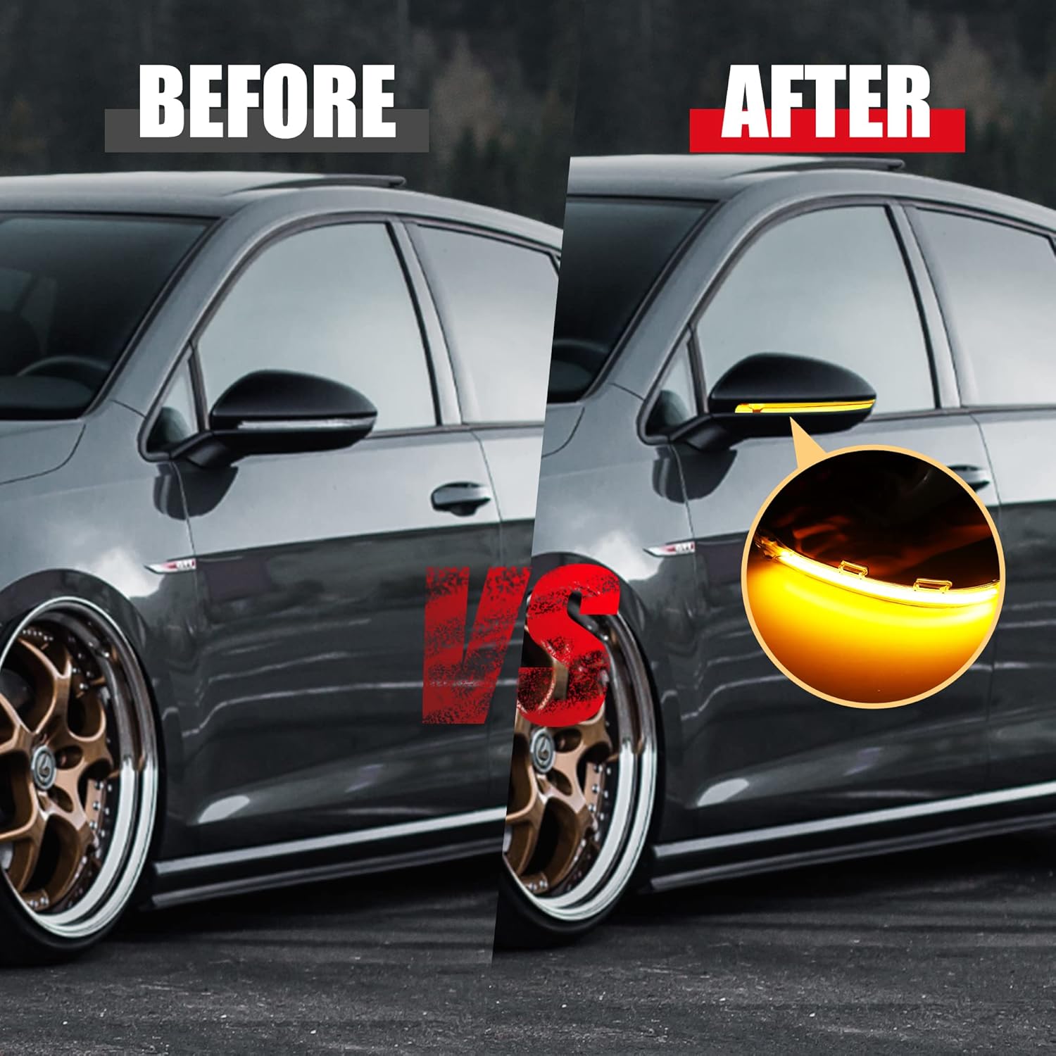 X AUTOHAUX 1 Pair Car 3 LED Front Left and Right Side Mirror Turn Signal Light 5GD949101 5GD949102 for VW Golf 2012-2018