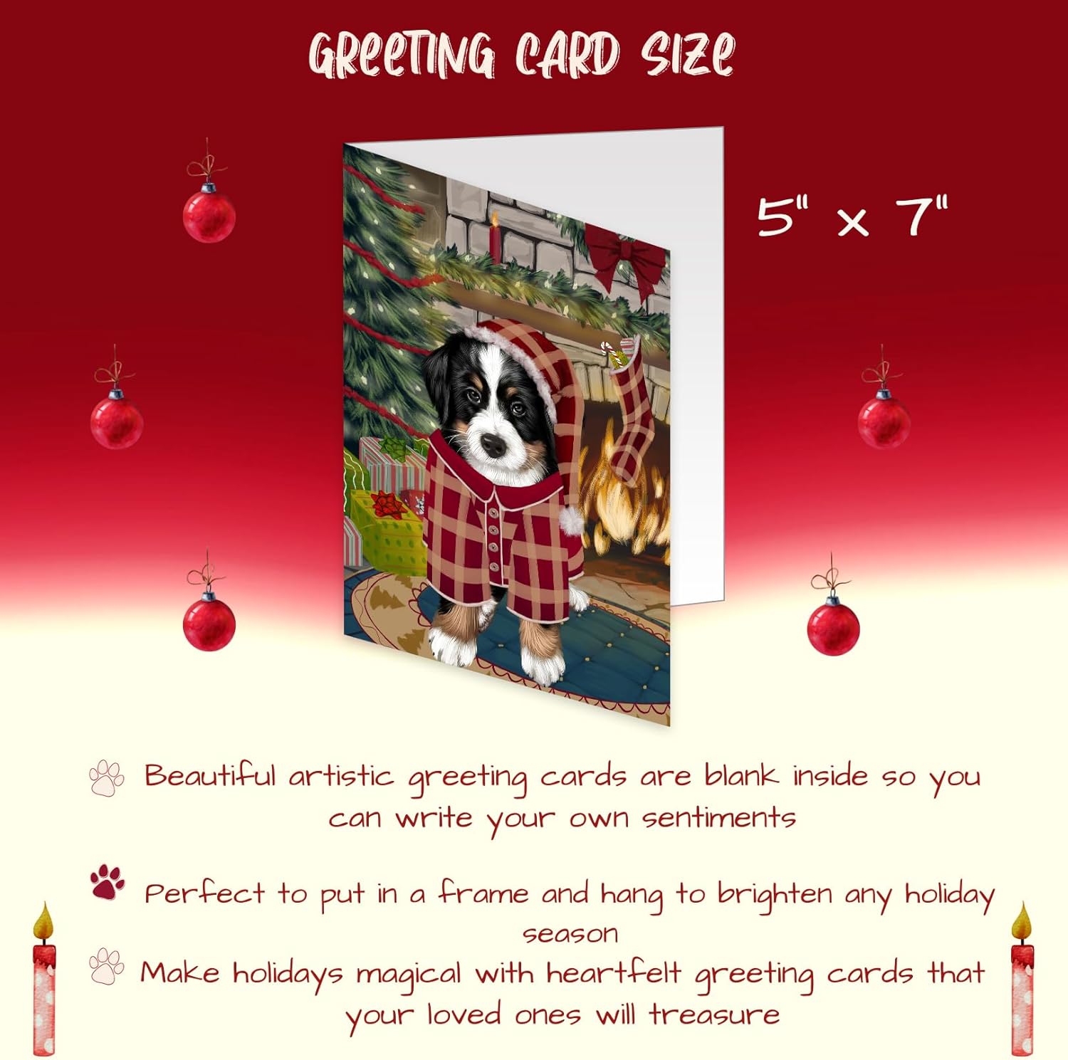 The Stocking Was Hung Christmas - Bernese Mountain Dog Note Cards - Pets Invitation Cards with Envelopes - Pet Artwork Note Cards for All Occasions GCDC49170 (10 Greeting Cards)
