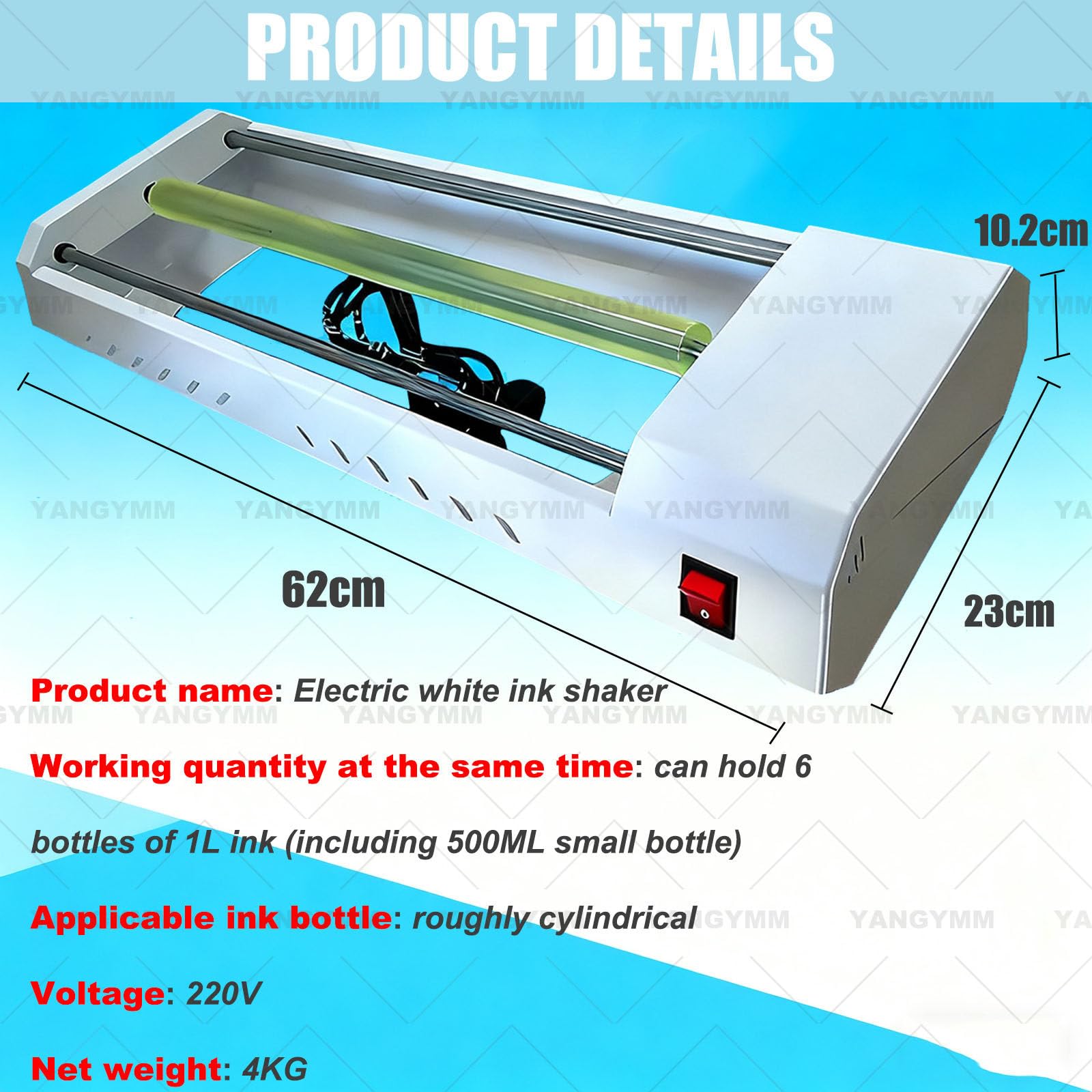 Mezclador de Pintura EléCtrico de 6 W, MáQuina de LaminacióN Anti-PrecipitacióN, Capacidad para 6 Botellas de Tinta de 1 L, Mezclador de VóRtice para Bricolaje, para Mezclar Acuarela A