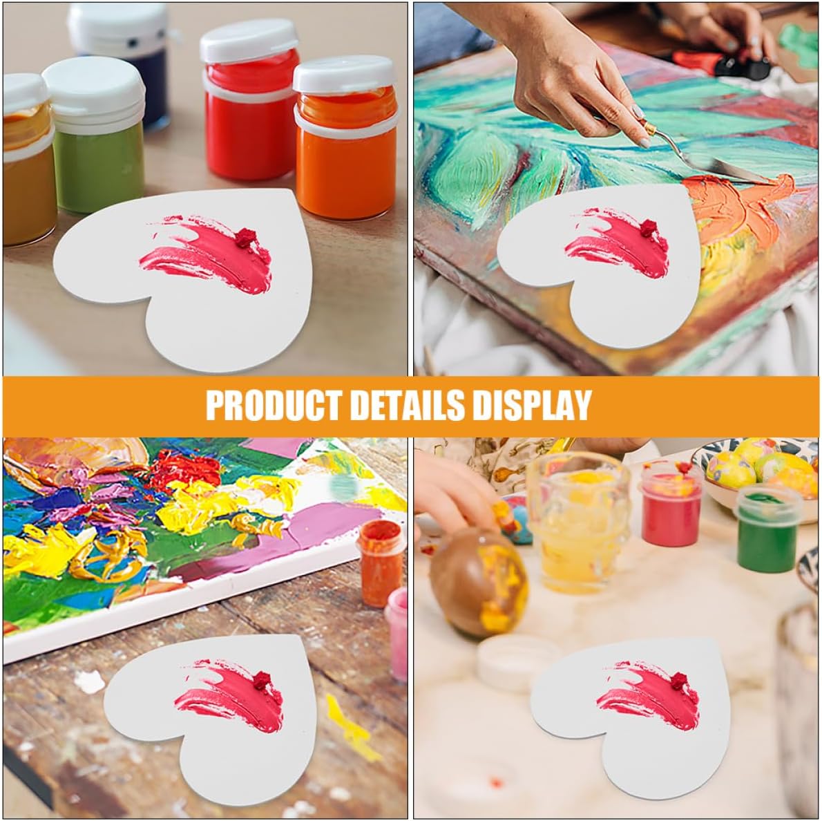 SEWACC Heart-Shaped Canvas Boards 5PCS for Beginners and Students White Acrylic Painting Panels for Art Supplies and Sketching