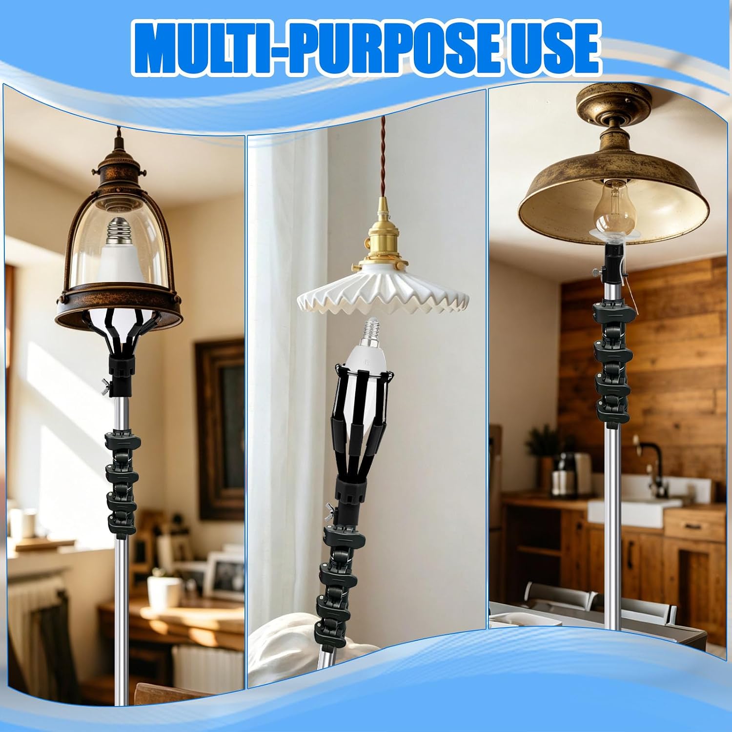 3 Pcs Light Bulb Changer for High Ceilings Light Bulb Remover Tool | Light Bulb Remover Tool with Baskets and Suction Cup, Light Bulb Grabber for High Ceilings and Recessed Lights