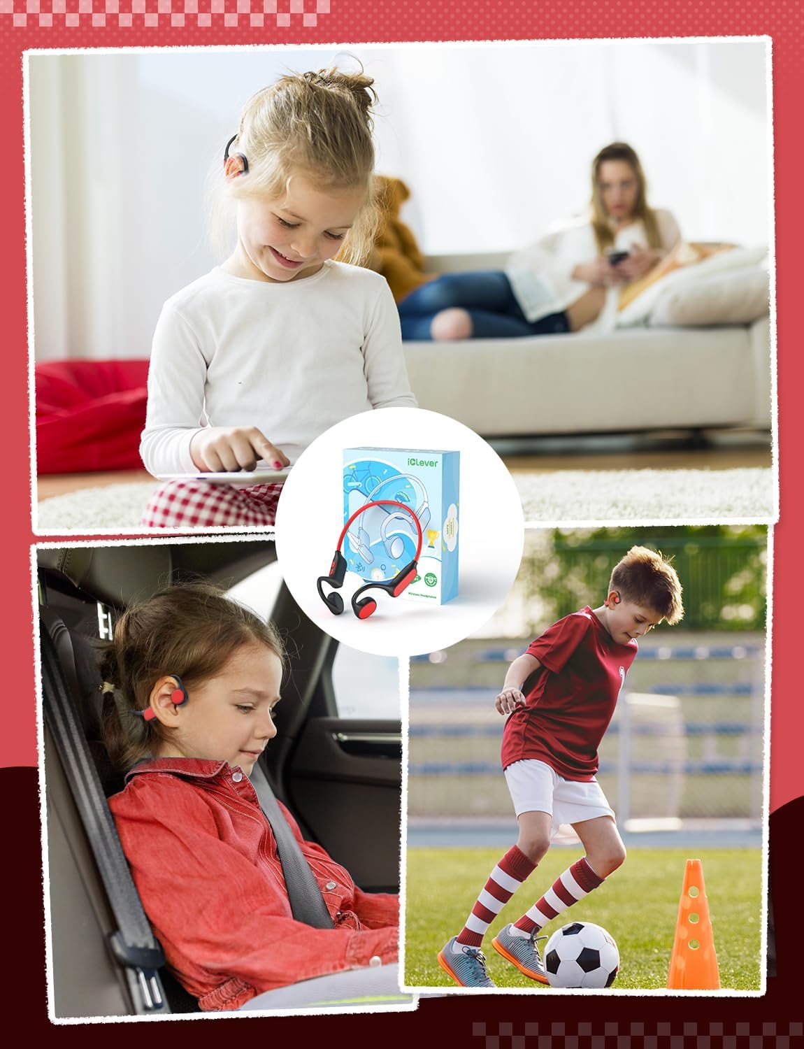 iClever Kids Headphones, Bluetooth 5.4 Air Conduction Open Ear Headphones, Safe Volume 74&85 dBA, Clear Audio, 360° Bending, Ultra-Light Comfortable Kids Bluetooth Headphones for iPad/Outdoor/Sports - Image 6