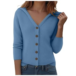 Cardigan Sweaters for Women Hoodies Fall Fashion Lightweight V-Neck Button Knit Work Casual Outerwear Coats Clothes