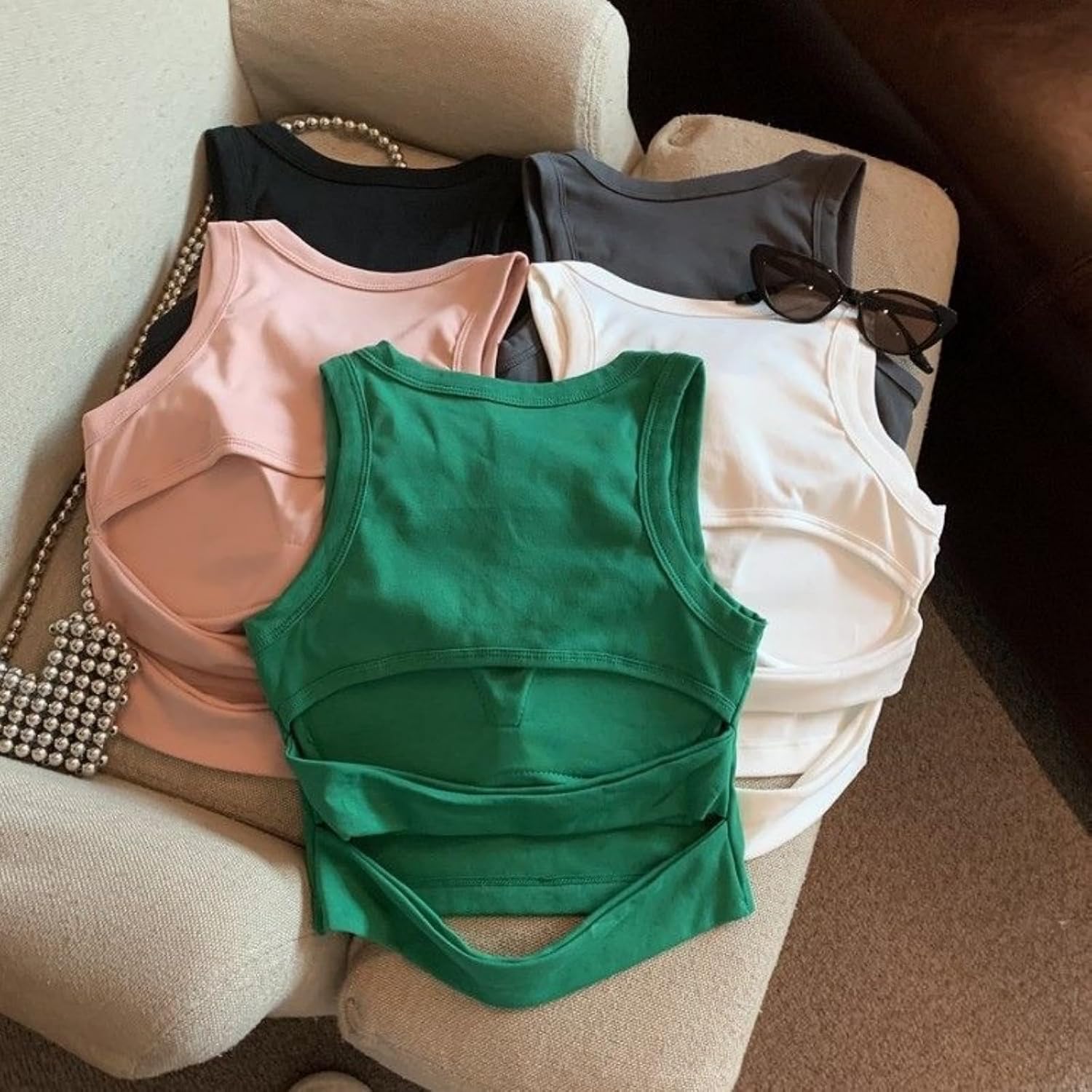 Girls Halter Tops Sleeveless Backless Crop Casual Soft Cotton Summer Beach Party Everyday Kids School Daily Wear Cute Outfit