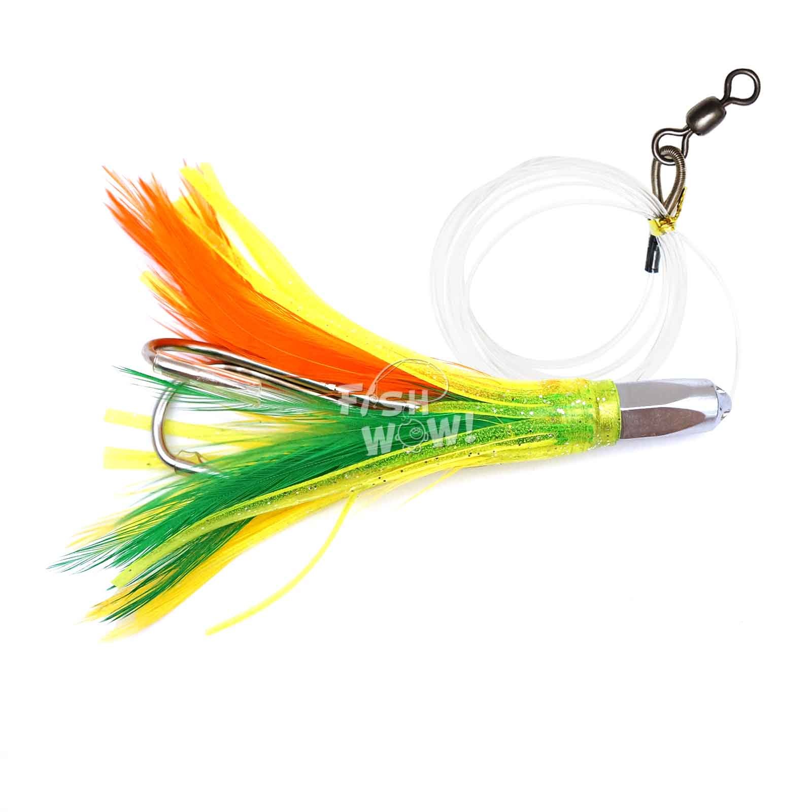fishing feather rig trolling bullet weighted head lure 5pcs 4.5
