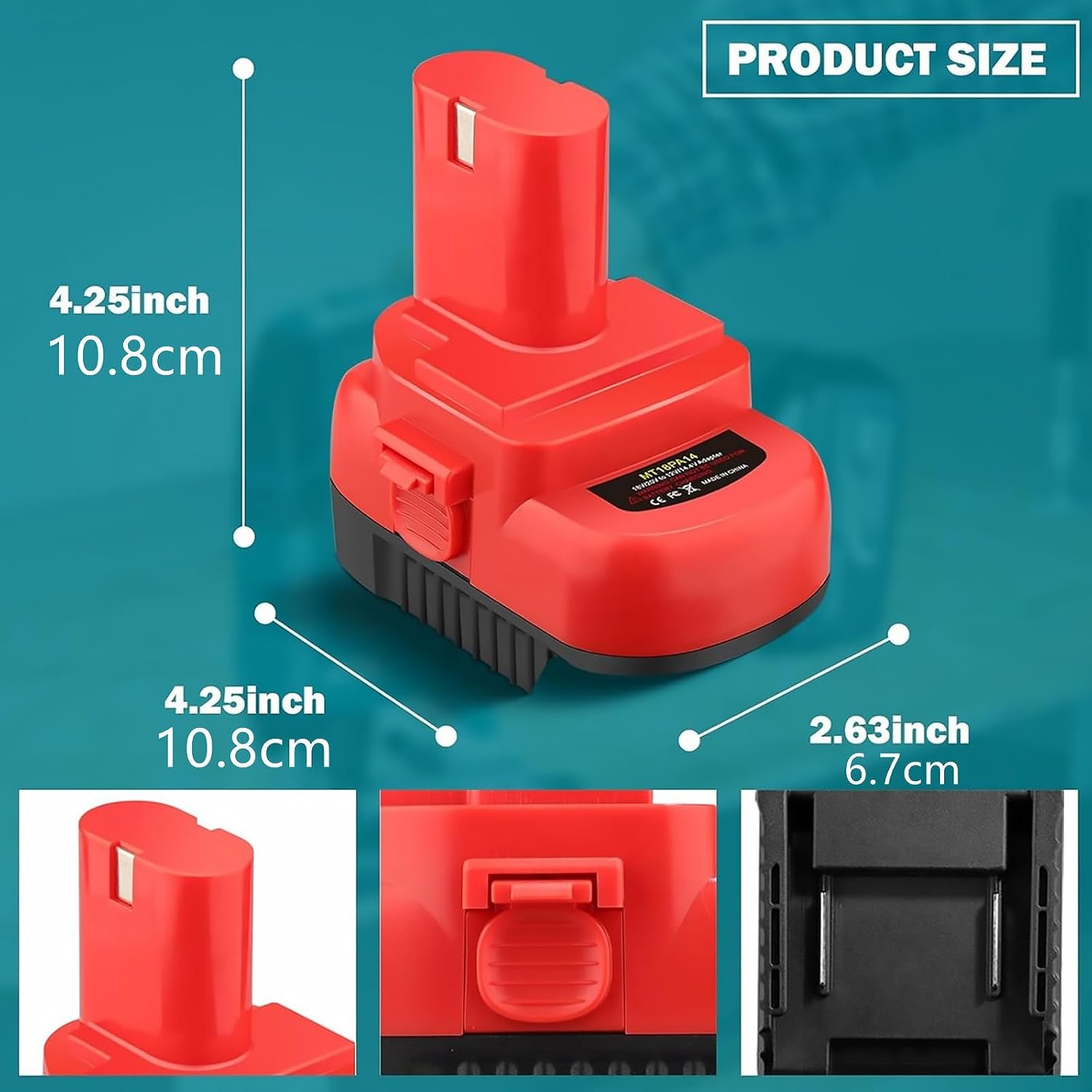 Battery Adapter Step Down Volt 18V Li-Lon to 12V/ 14.4V Ni-Mh/Ni-CD Battery Converter for Cordless Power Tool 1200 PA12