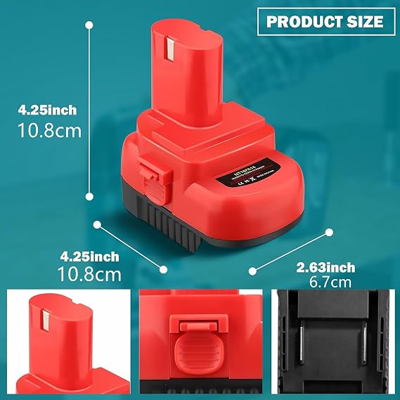 Battery Adapter Charging Socket for Makita 18V Li-ion Battery to 12V/14.4V Ni-Mh/Ni-CD