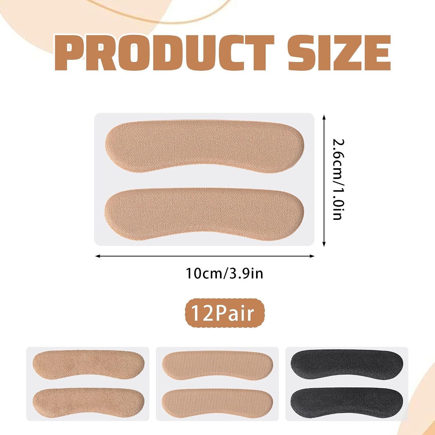 12 Pairs Shoe Straps for Heels, Sandal Strap Cushion,Self-Adhesive,3 Styles | Heel Strap Cushion Pads, Keep Upper Curves Foot Shoe Strap Cushion Non-Slip for Shoes Too Big Preventing Slipping and Rubbing