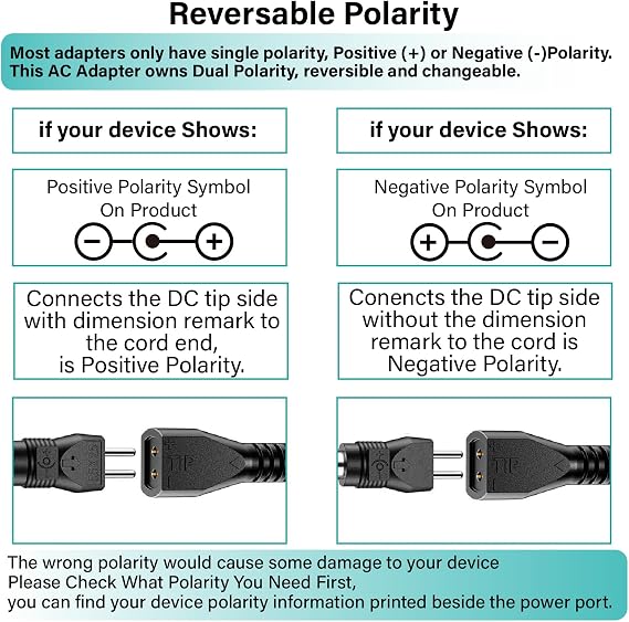 Multi Voltage Power Adapter, Reversible Polarity 30W Universal 3V 4.5V 5V 6V 7.5V 9V 12V Power Supply Adapter Charger for Keyboard Routers Speakers Pedals CCTV Cameras TV Box Audio