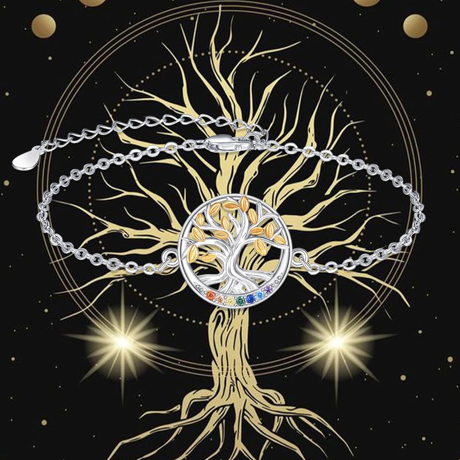 Dreamboat Sterling Silver Tree of Life Bracelet for Women 7 Chakra Bracelet Adjustable Bracelet Spiritual Tree Jewelry Gifts - Image 7