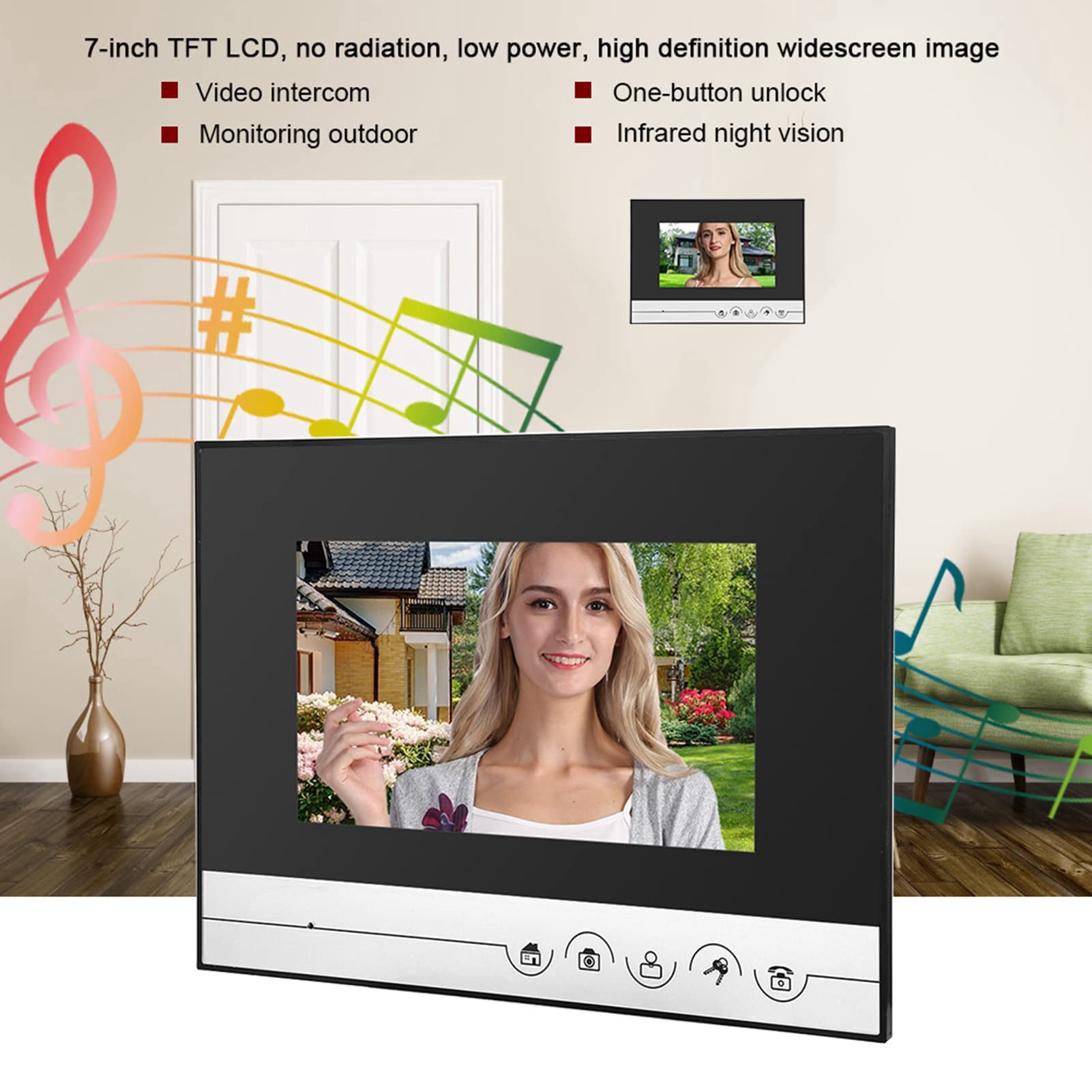 Sistema di videocitofono, sistema di citofono intelligente per visione notturna per appartamento per esterni per la casa(#2)