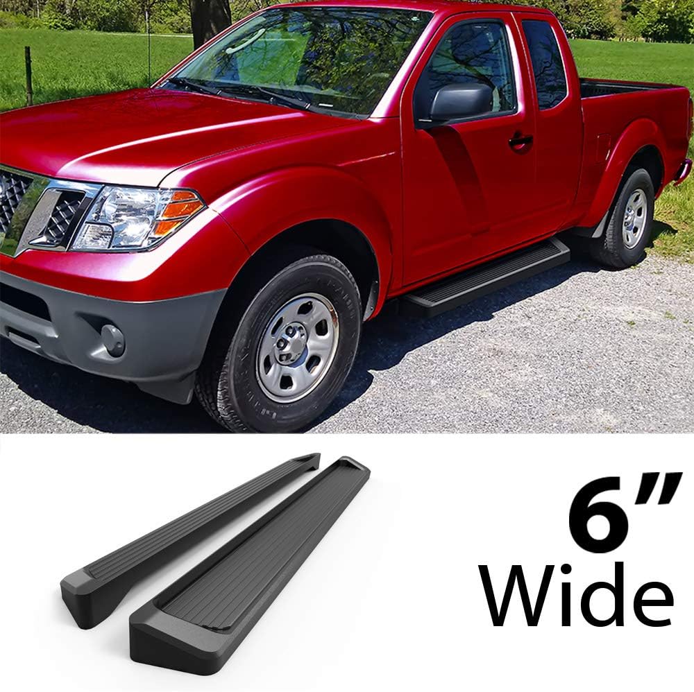 HD Ridez Running Board 6" Black Compatible with Nissan Frontier 2005-2026 King Cab & Suzuki Equator 2005-2012 Extra Cab (Nerf Bar Side Steps Side Bars)
