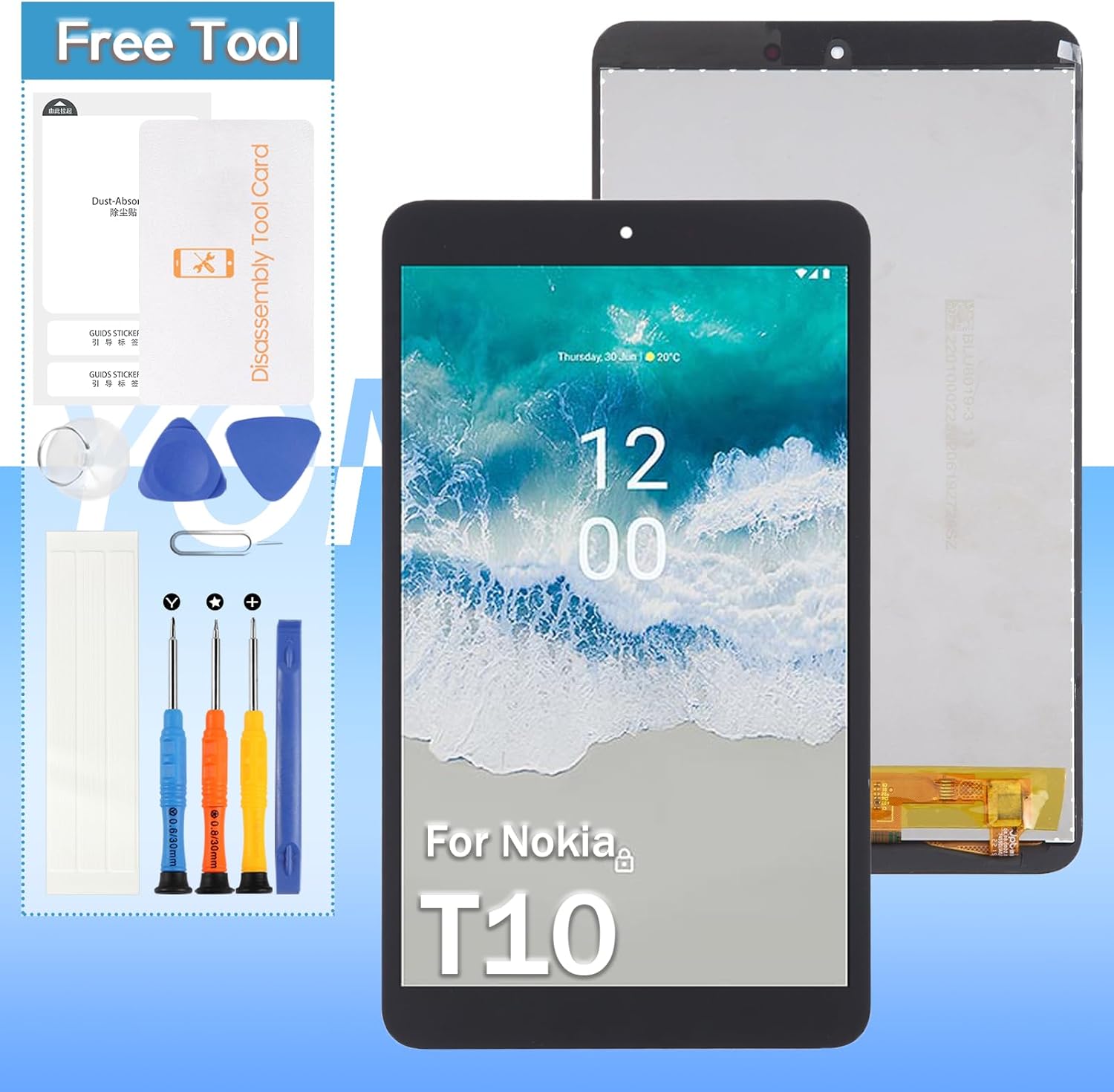 Yondista for Nokia T10 Screen Replacement TA-1503, TA-1472, TA-1462, TA-1457 8.0" LCD Display Touch Digitizer Assembly with Tools