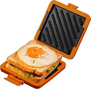 Toaster,Microwave Toaster, Sandwich Maker, Panini Maker, Dishwasher Safe,NO Electricity,Wireless,Time Saving,Fast,Toastie Safe in Microwave Oven(Orange, Microwave Sandwich Maker)
