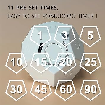Cube Pomodoro Timer - Flip to Start Countdown, Rechargeable Mini Productivity Timer for Study, Office, 11 Preset Times, Silent/Vibration, Time Management Tool for Kids & ADHD (White)