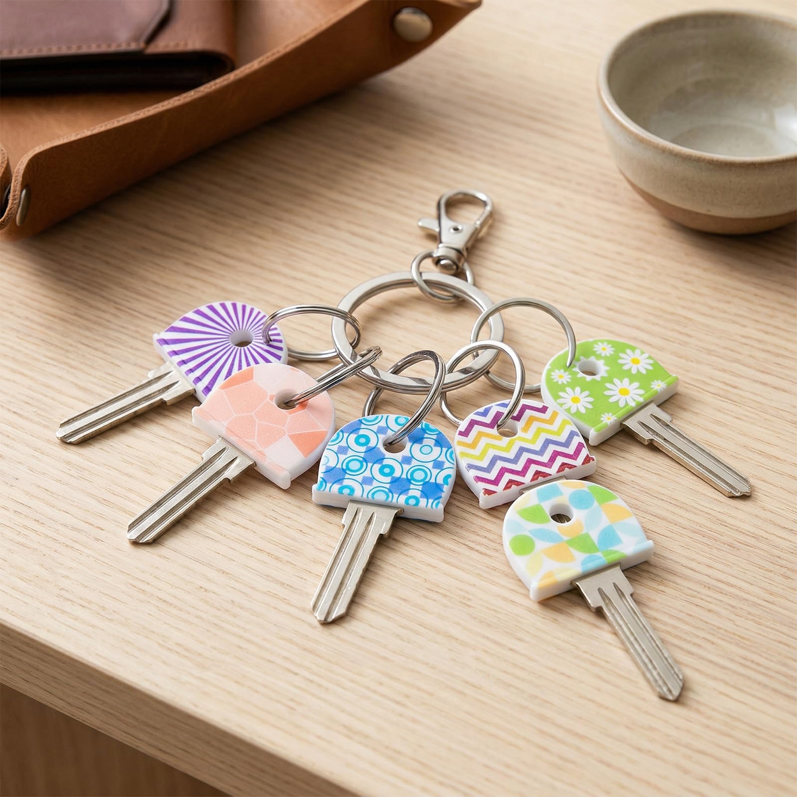 12 sztuk etui ochronne na klucze, 2,5 cm, z kółkiem na klucze, miękkie, rozciągliwe, funkcjonalne etui na klucze, łatwe do identyfikacji, do domu, biura