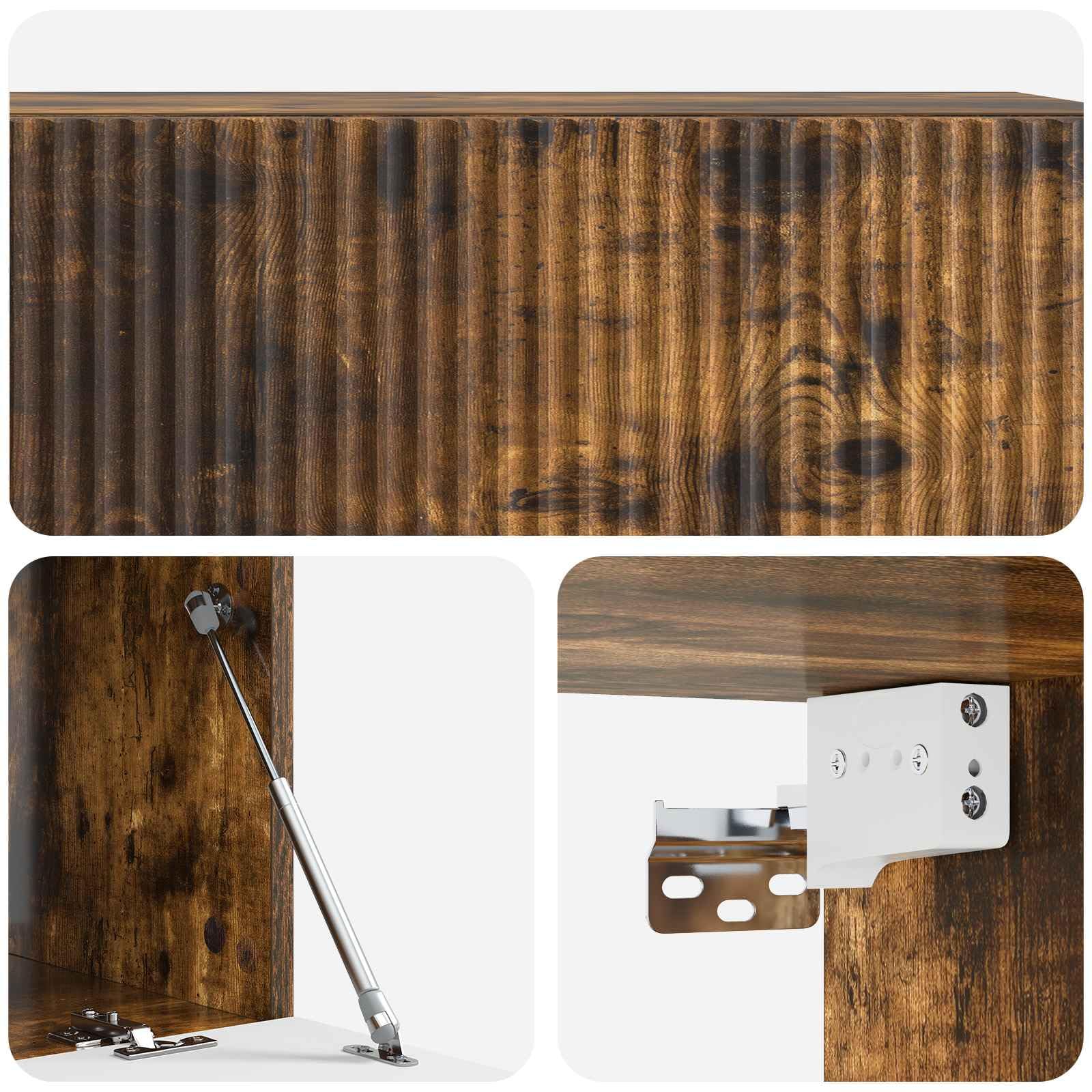 Wandmontierter TV-Schrank Geräucherte Eiche, 98 x 41 x 30 cm Schwebendes TV Lowboard aus Holzwerkstoff, Platzsparender Fernsehschrank mit 2 Türen für Wohnzimmer & Media Center