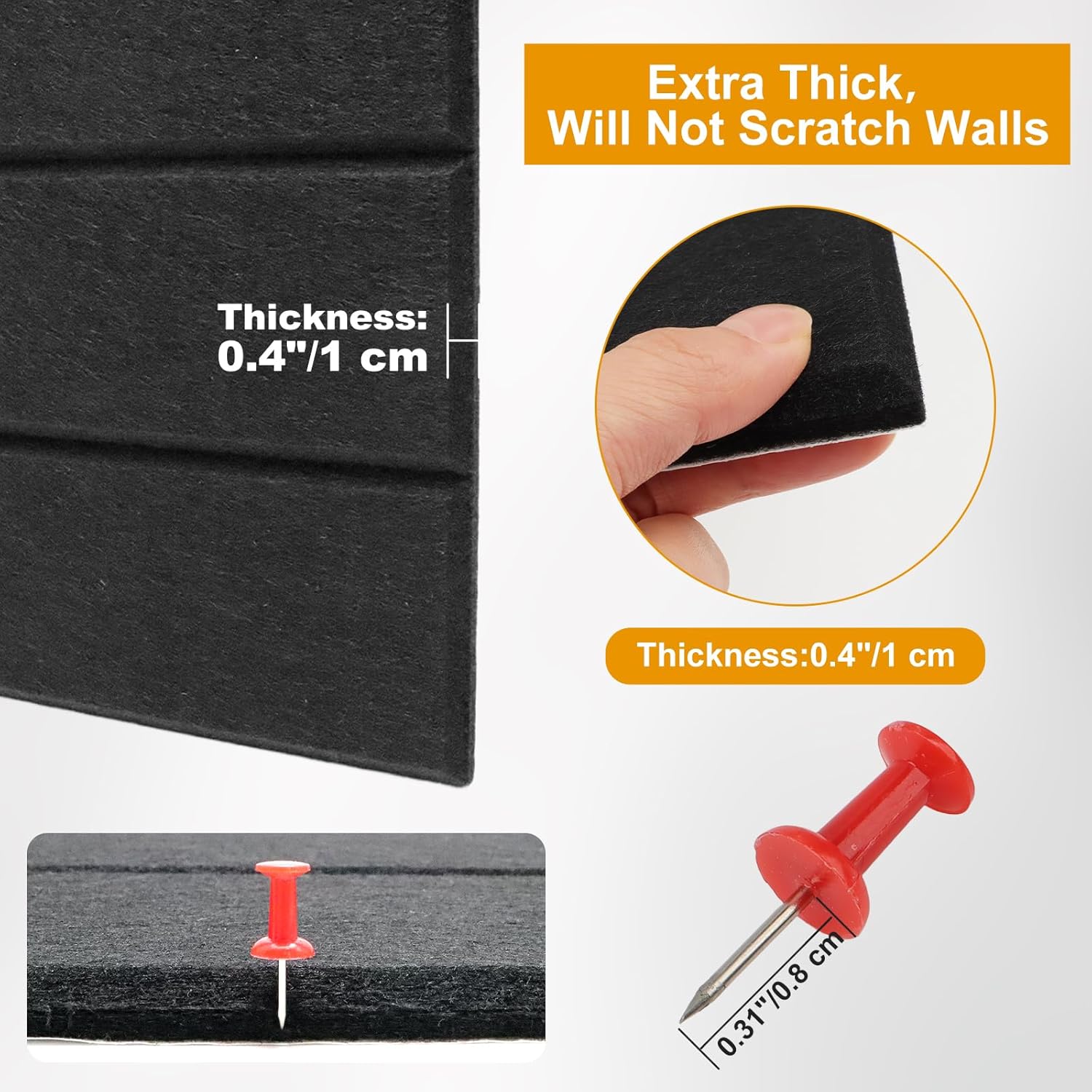 Large Bulletin Board 48"x36",Large Cork Board Alternative,Felt Bulletin Board Tiles with 35 Pushpins,12 Pack Felt Cork Board Tiles with Self Adhesive for Office Pin Board, Home & Classroom