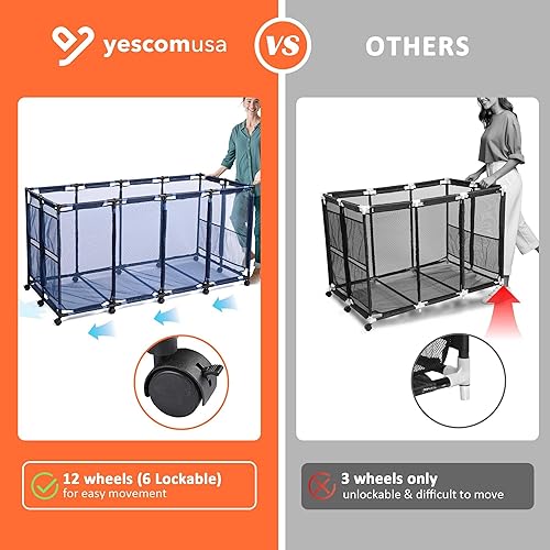 Miniatura 5 de Yescom Cesta de almacenamiento de malla para piscina, carrito rodante, organizador de almacenamiento con marco de metal, flotador de juguete para