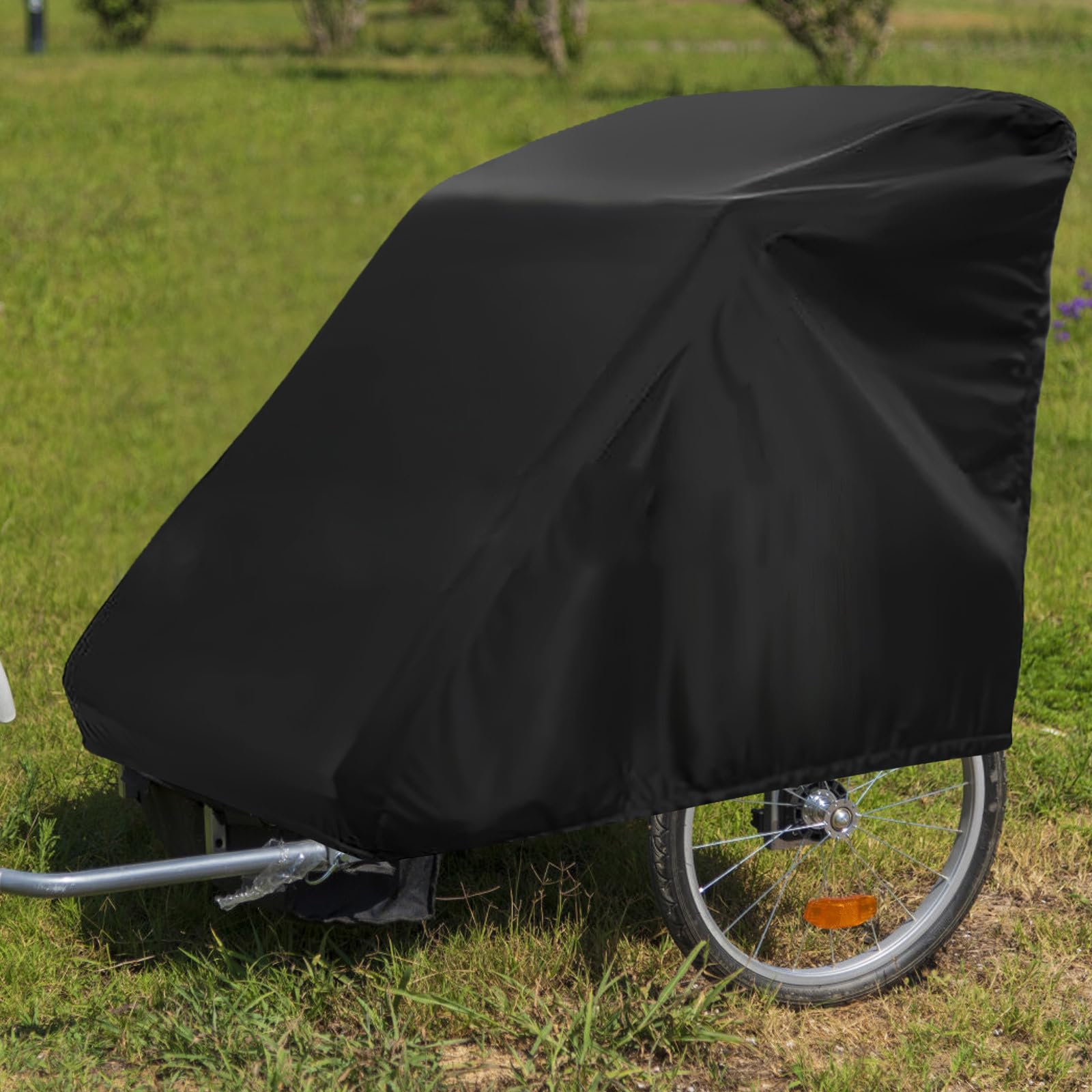 LALAFINA Oxford Fahrradanhängerabdeckung in Schwarz mit Winddichtem und Tragbarem Design für Outdoor Einsatz bei Fahrradanhängern und Kinderanhängern