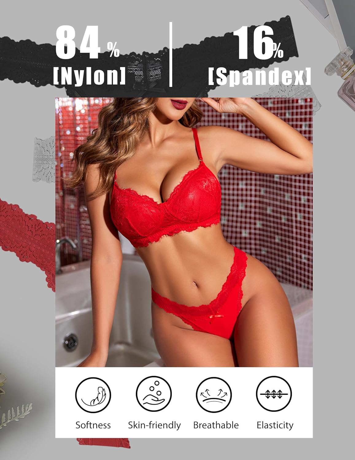 Avidlove Women's Underwear Lace Waist Thongs Ribbed Sexy T Back Panties - Image 5