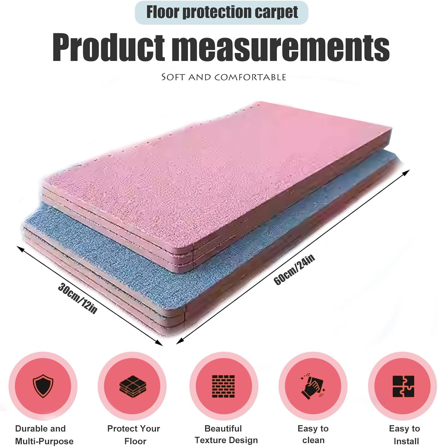 12 Piece Interlocking Foam Mat Tiles - Soft Rectangular Puzzle Area Rug for Home Decor, Comfortable Playmat Flooring (30x60x1cm, Black & White)