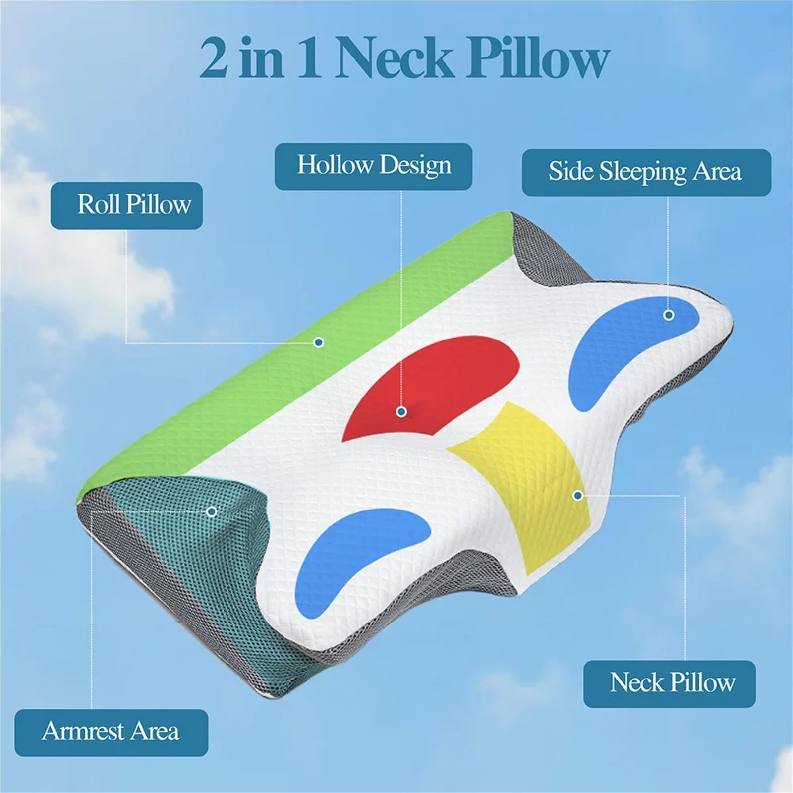 WNBFTTK Almohada Latex Butterfly Sleep Memory Neck Pillow Slow Rebound Comfortable Foam Cervical Orthopedic Massage Bed(Dark Gray)