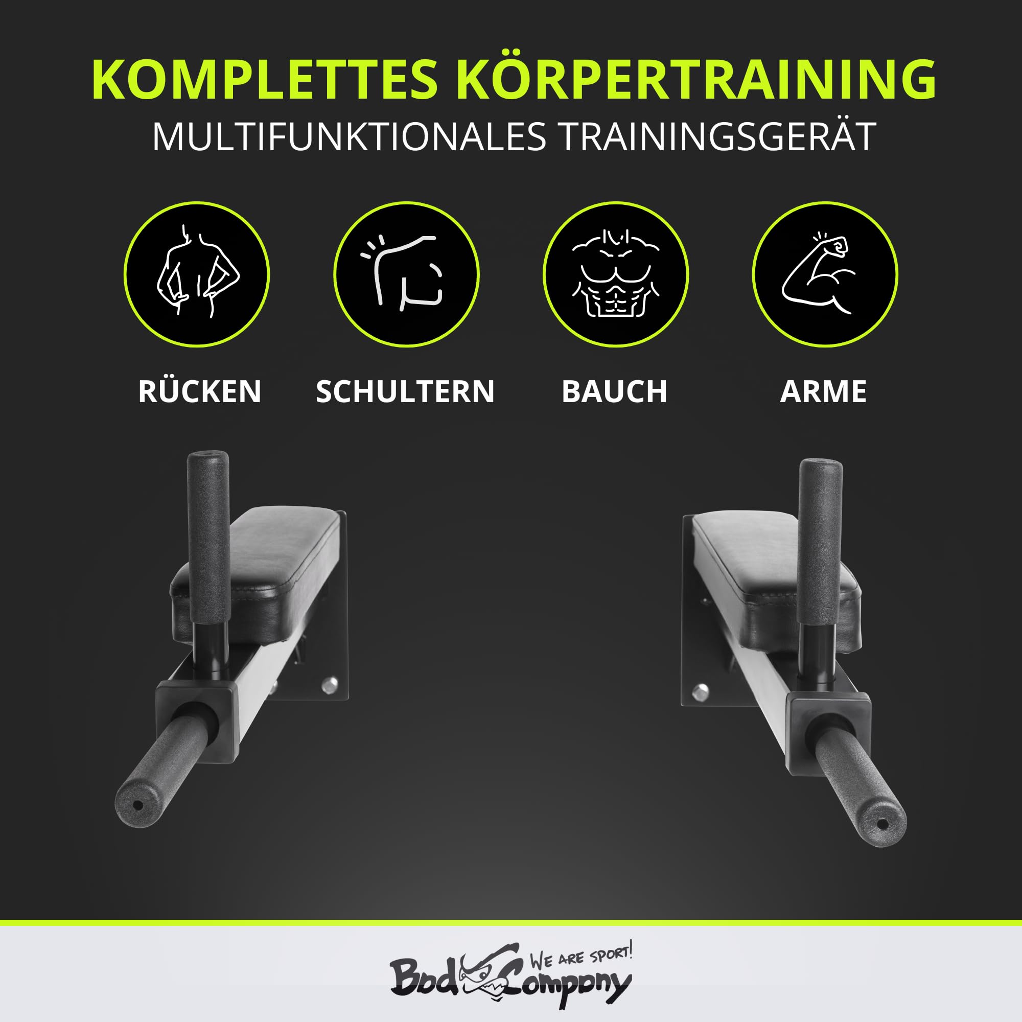 Bad Company Dip-Station zur Wandmontage I Dips-Barren zur Anbringung an der Wand für das Homegym I Parallettes I BCA-46