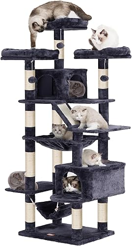 Heybly Árbol para gatos de 73 pulgadas XXL grande para gatos de interior muebles de gato de varios niveles para gatos grandes con perca de felpa