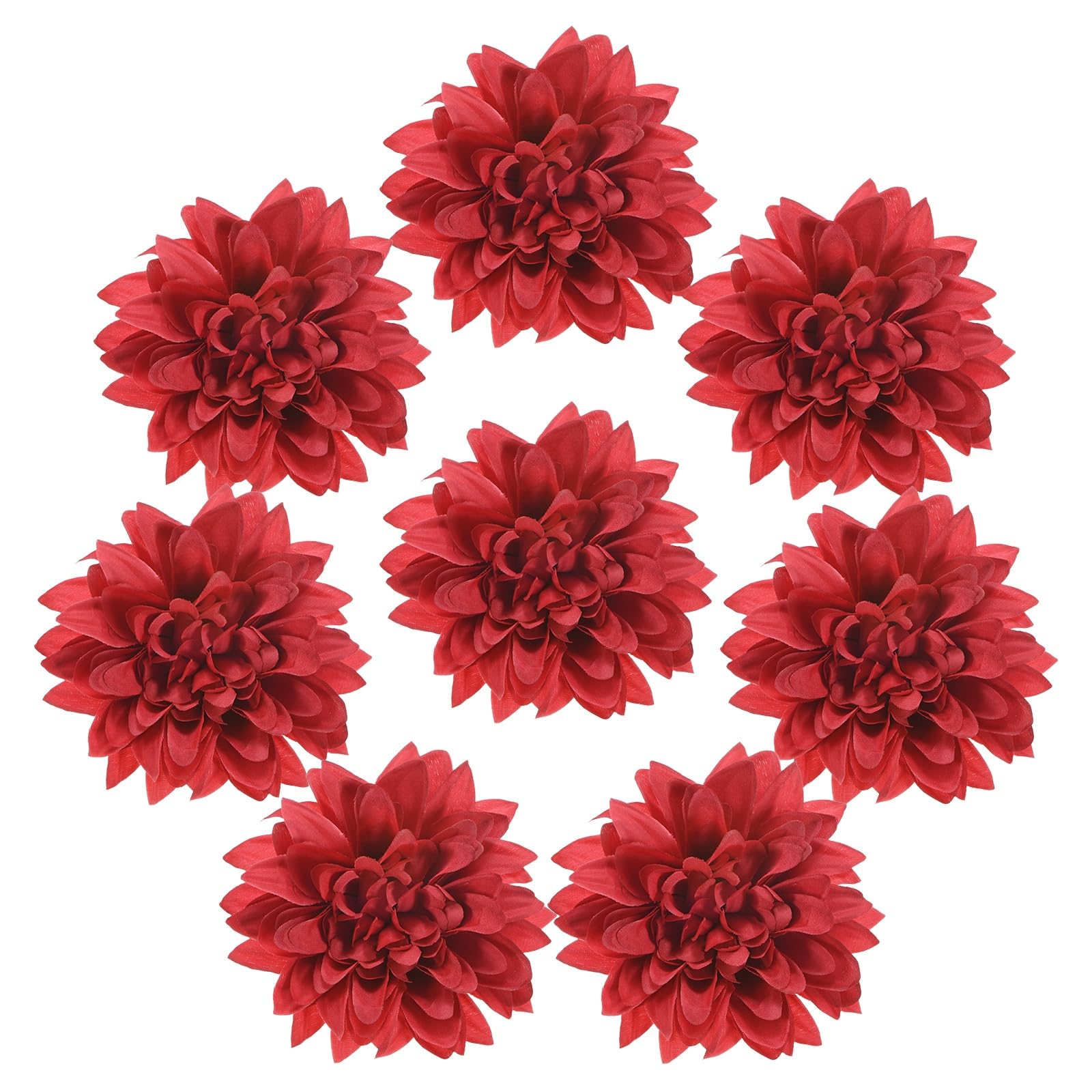 M METERXITY 8-Pack Artificial Flowers Bulk, 3.54Inch/90mm Fake Chrysanthemum Floral Silk Flowers for DIY Home Decorations/Wedding Bouquets/Garden Office Table Centerpieces[Red]