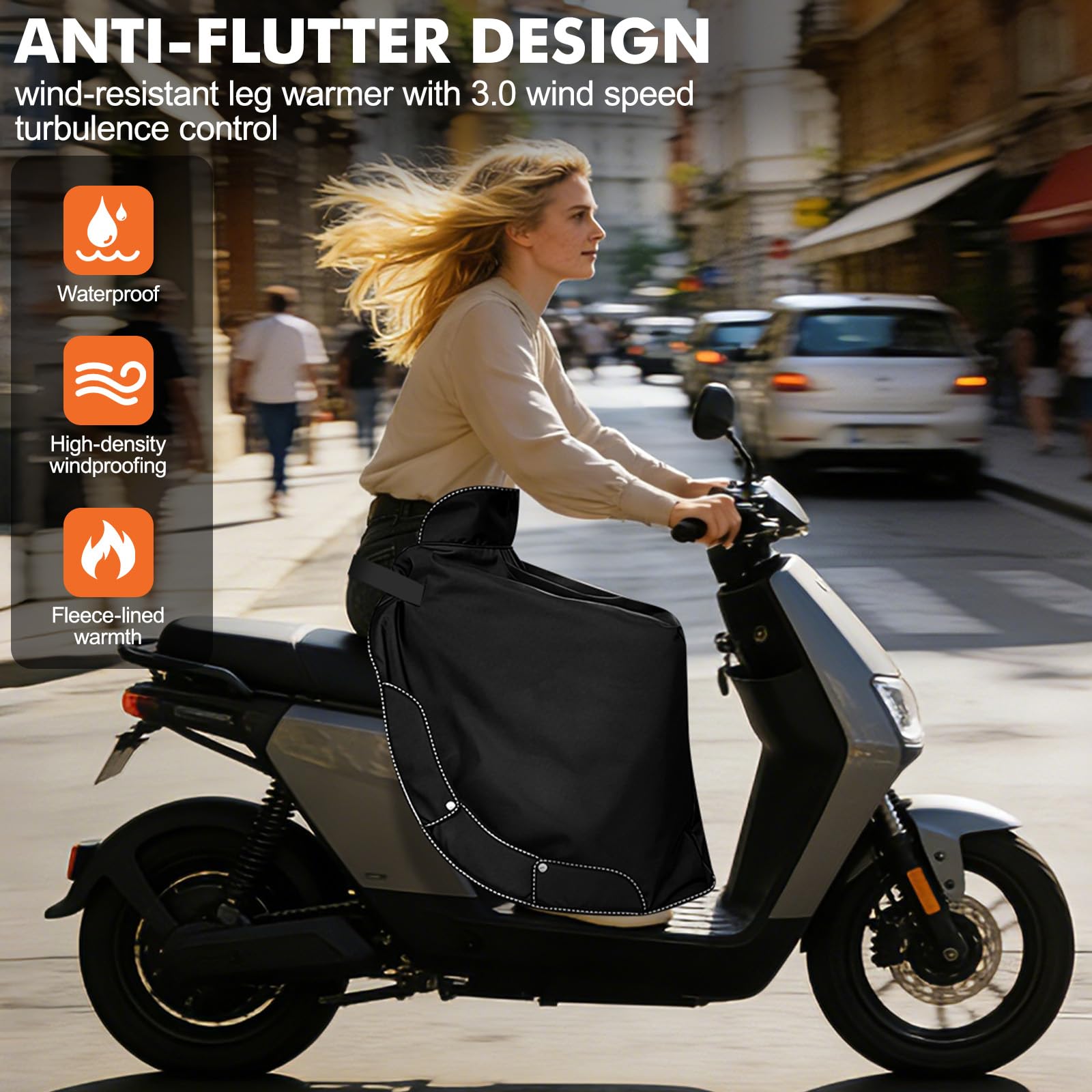 Couverture de Protection d'hiver pour Scooter Universelle Guêtres Coupe-Vent Imperméable Protège du Vent et du Froid pour Scooter et Cyclisme