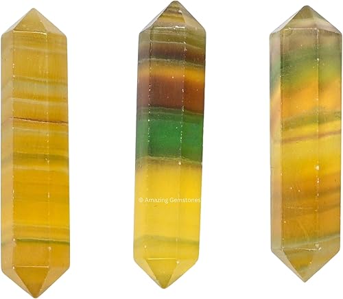 Miniatura 3 de Puntos de cristal de fluorita - Cristales curativos a granel y piedras - Paquete de 3 cristales curativos de doble terminación a granel para