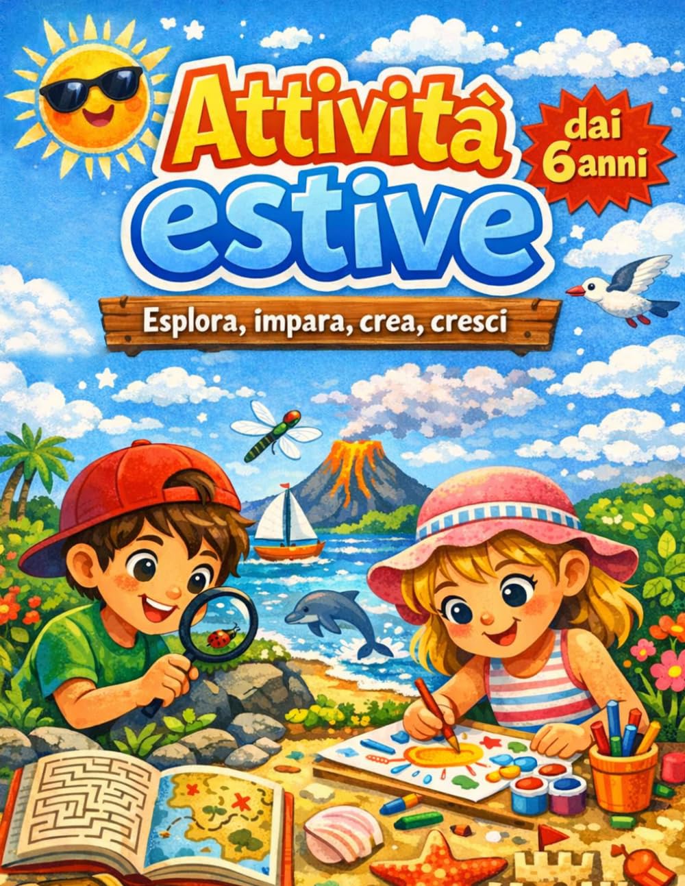 GIOCHI E PASSATEMPI PER BAMBINI dai 6 ANNI: Gioca, unisci i puntini, colora, scrivi e impara