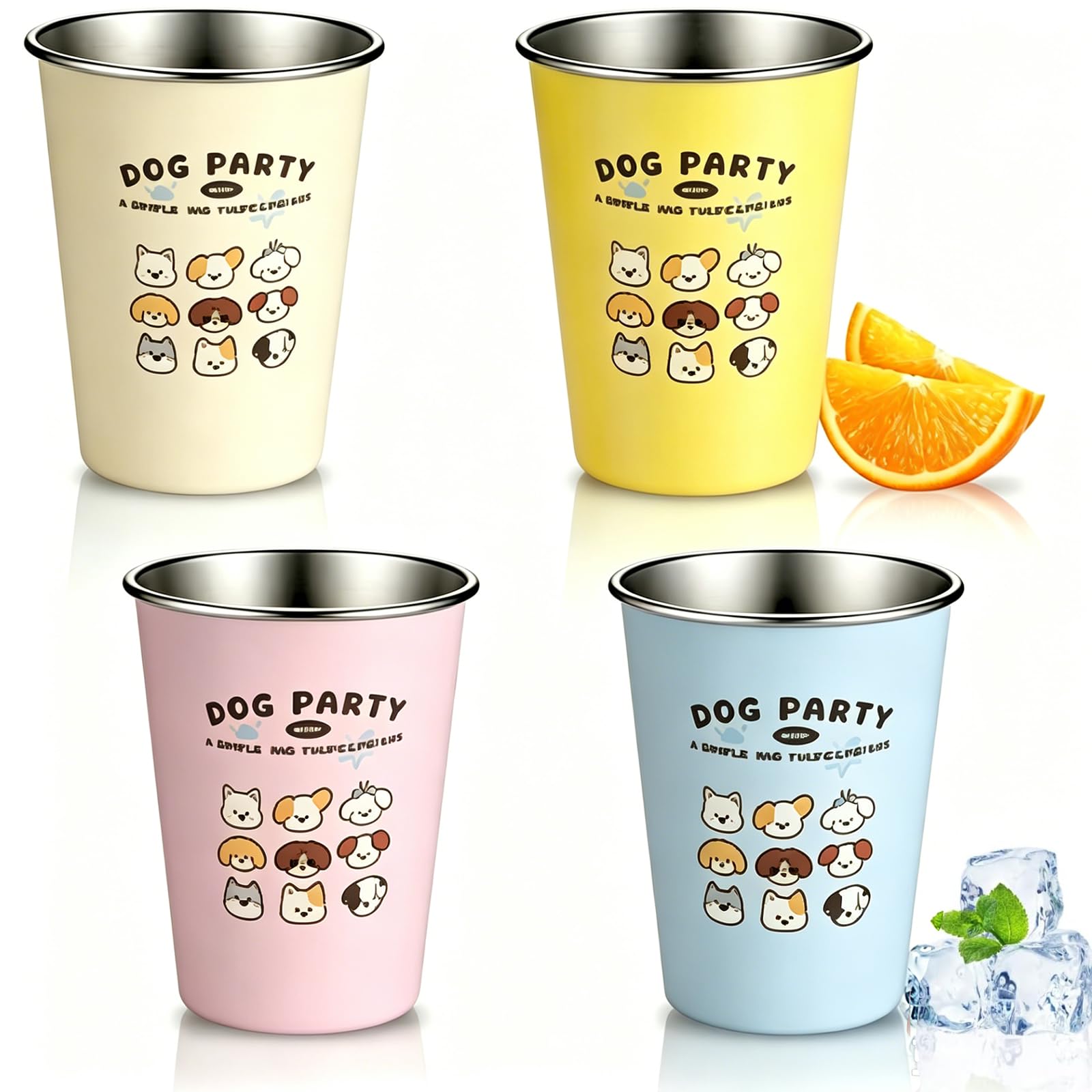 Lot de 4 gobelets en acier inoxydable pour camping et pique-nique en plein air