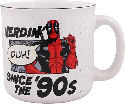 Silver Buffalo Marvel Deadpool Nerdin Since the 90s Ceramic Camper Mug, 20 Ounces